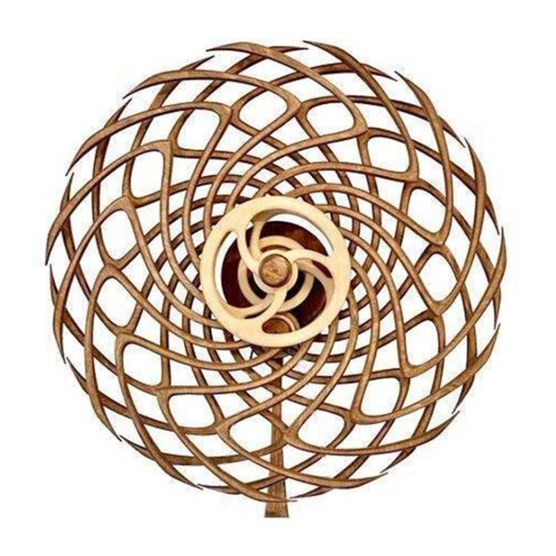 Handmade Wooden Kinetic Sculpture - Winding Spring Mechanism, 580g, view 10