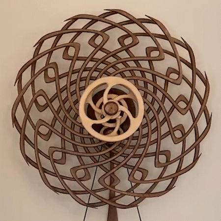 Handmade Wooden Kinetic Sculpture - Winding Spring Mechanism, 580g, view 2