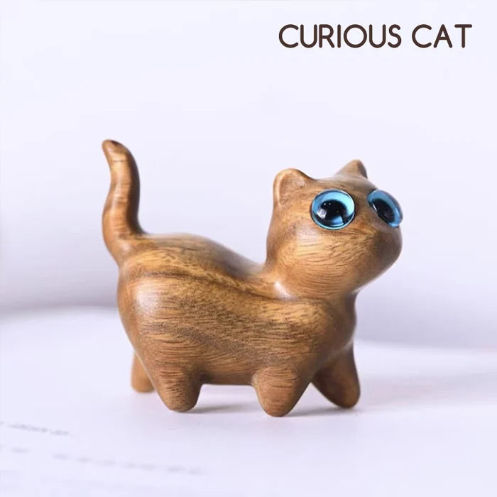 Sandalwood Handmade Wooden Cat Ornament - 80 g, Desk Decor, view 10