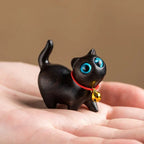 Sandalwood Handmade Wooden Cat Ornament - 80 g, Desk Decor, view 13