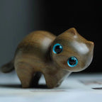 Sandalwood Handmade Wooden Cat Ornament - 80 g, Desk Decor, view 4