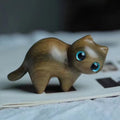Sandalwood Handmade Wooden Cat Ornament - 80 g, Desk Decor