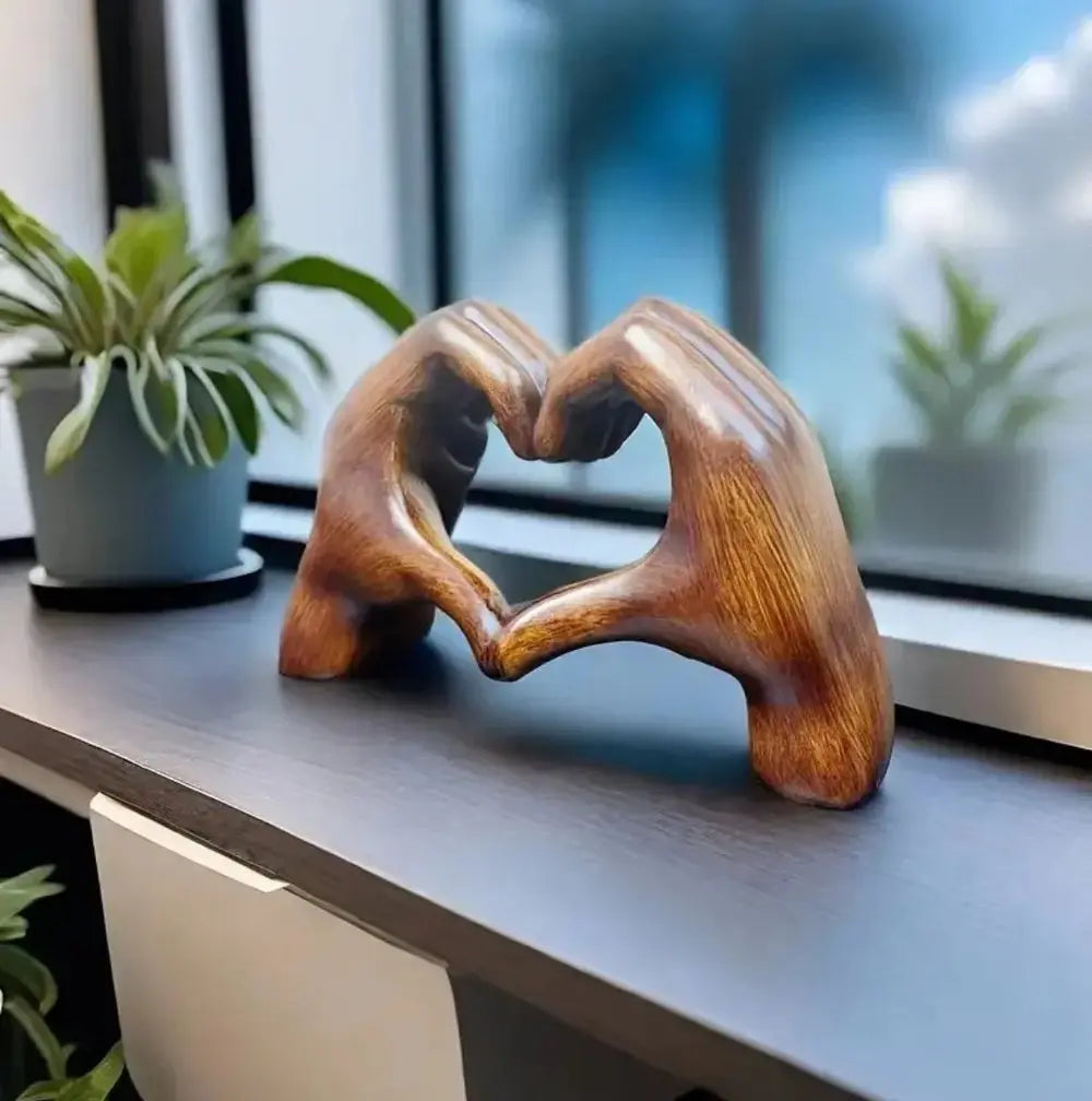 Handcrafted Wooden Heart Sculpture - Natural Wood, 20 x 12 x 6 cm, view 3
