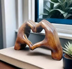 Handcrafted Wooden Heart Sculpture - Natural Wood, 20 x 12 x 6 cm