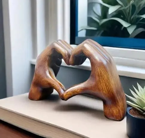 Handcrafted Wooden Heart Sculpture - Natural Wood, 20 x 12 x 6 cm