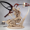 Wood Kinetic Hummingbird Sculpture - 30x23x5cm, 400g