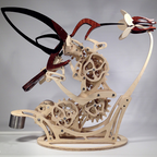 Wood Kinetic Hummingbird Sculpture - 30x23x5cm, 400g