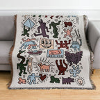 Keith Haring Jigsaw Throw Blanket - Polyester Cotton, Jacquard Woven, view 3