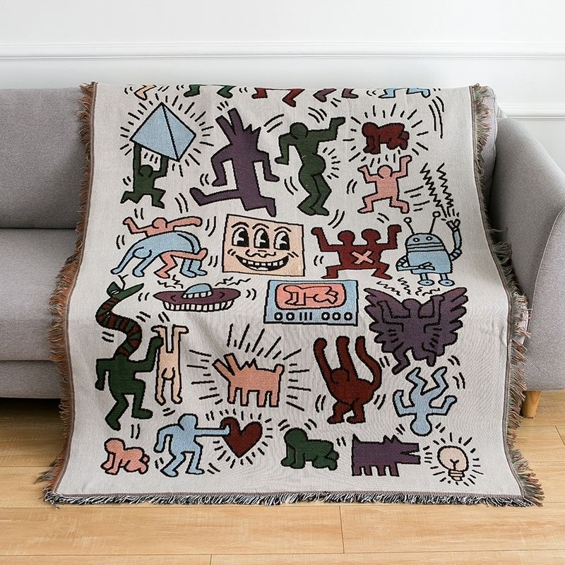 Keith Haring Jigsaw Throw Blanket - Polyester Cotton, Jacquard Woven, view 3