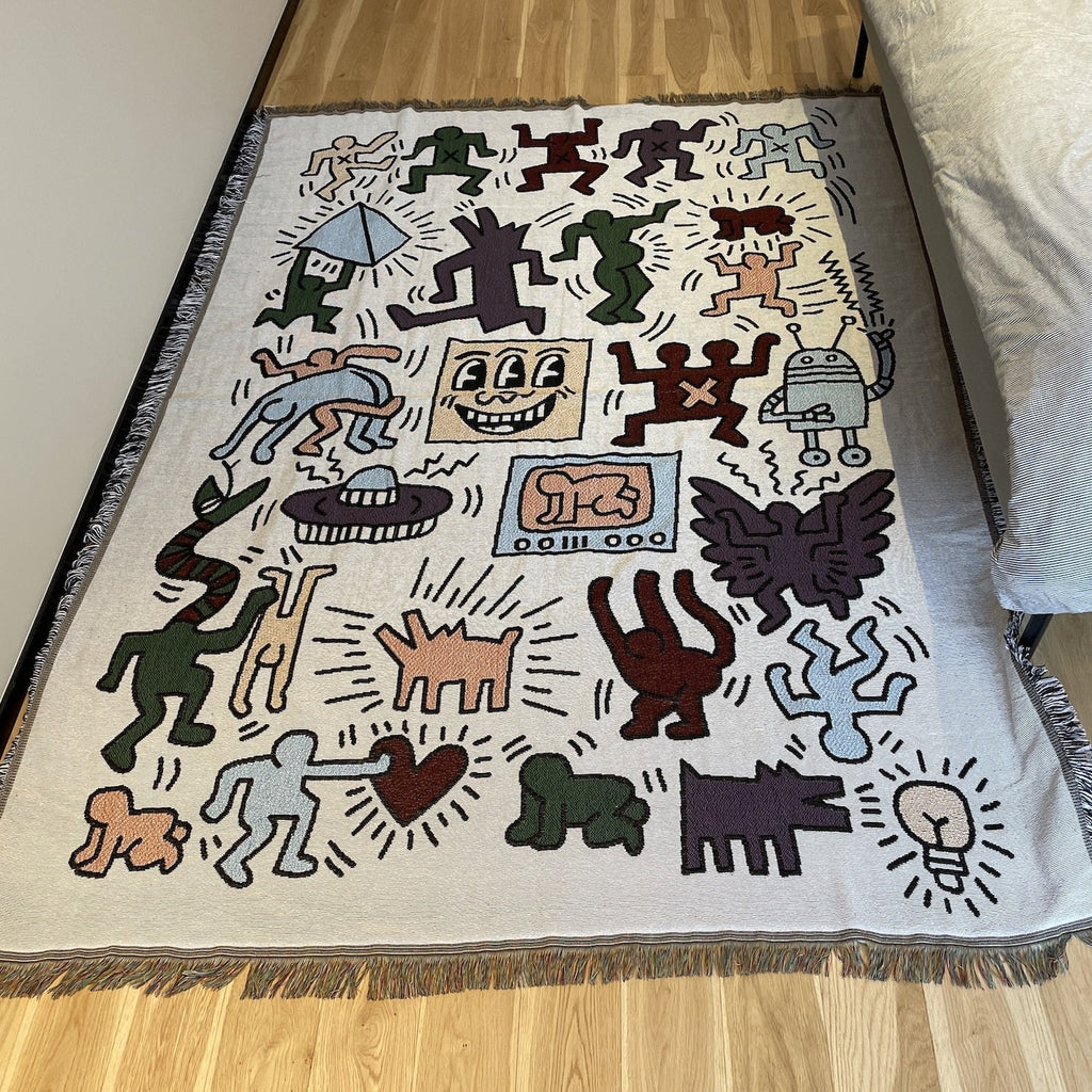 Keith Haring Jigsaw Throw Blanket - Polyester Cotton, Jacquard Woven, view 5