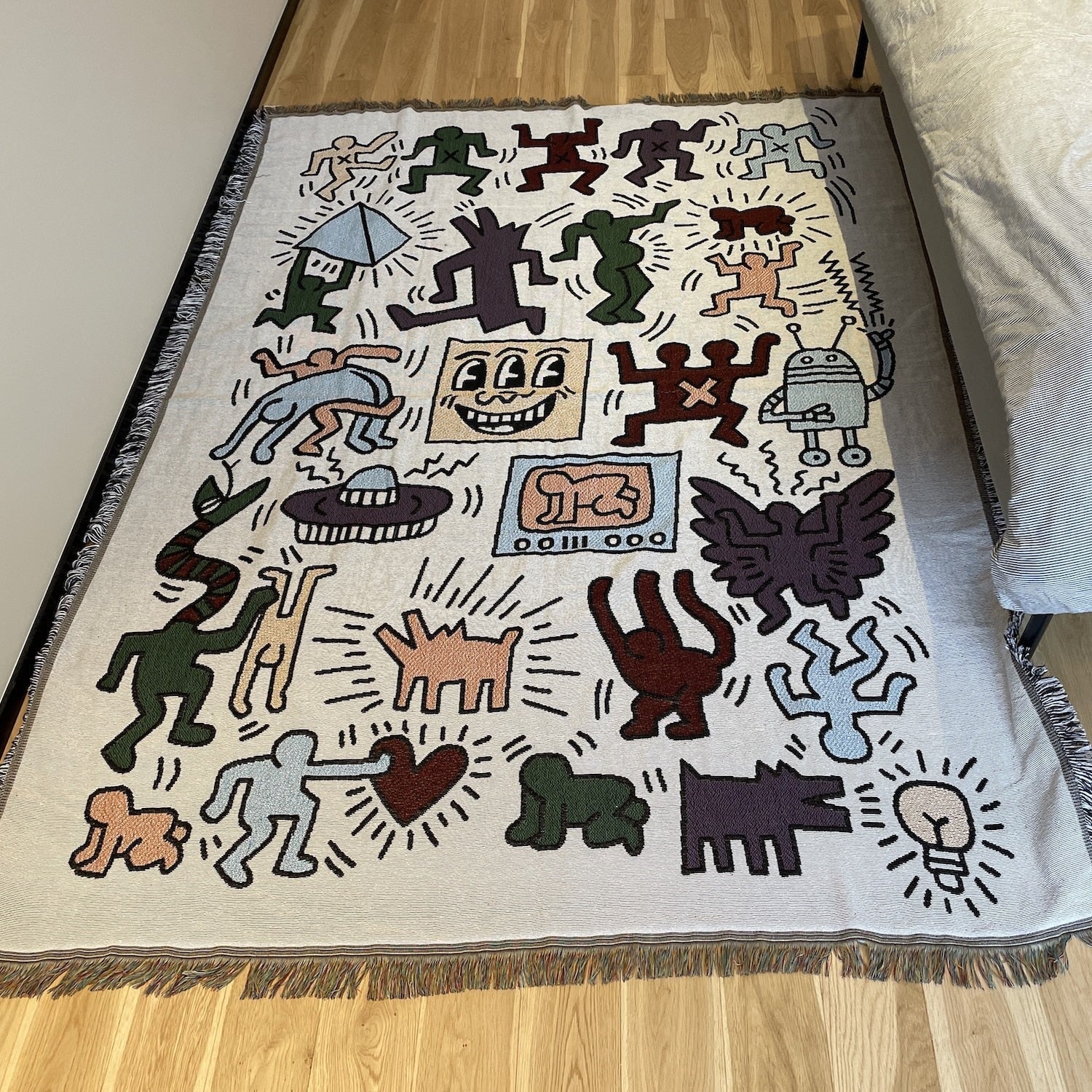 Keith Haring Jigsaw Throw Blanket - Polyester Cotton, Jacquard Woven, view 5