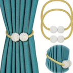 Magnetic Pearl Curtain Tie Back Set - Faux Pearl, 18" Length, 2pcs, view 2
