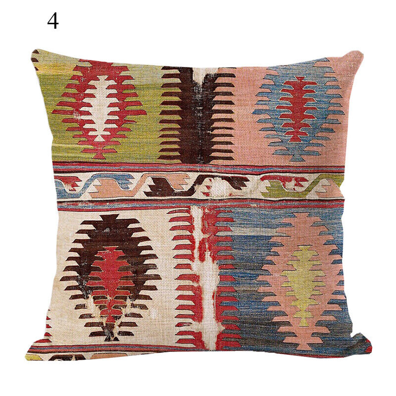 Boho Mandala Print Throw Pillow Case for Sofa - Flax, 45x45 cm, Multi-coloured, view 14