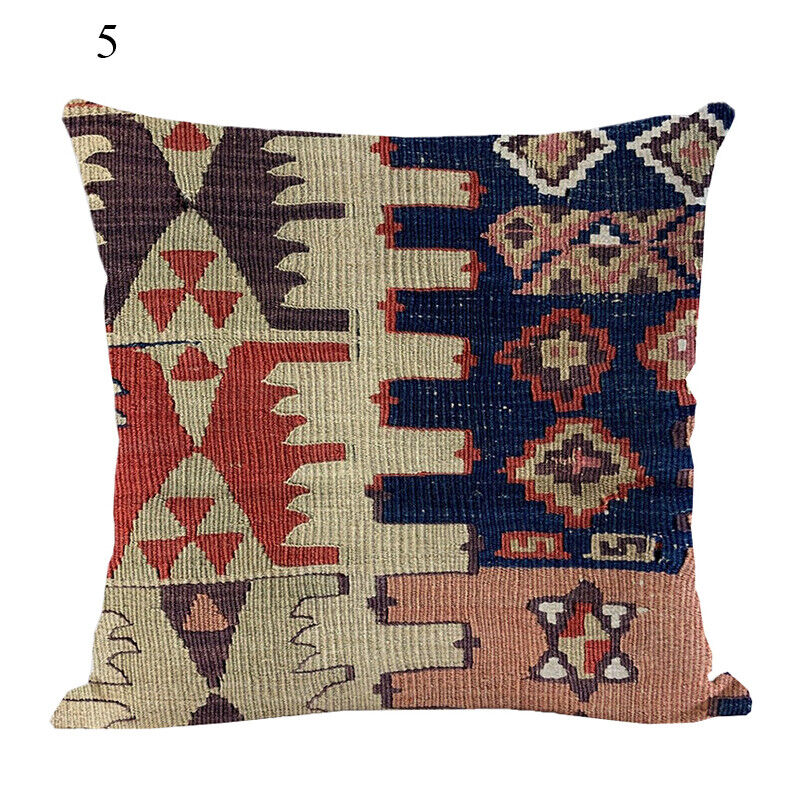Boho Mandala Print Throw Pillow Case for Sofa - Flax, 45x45 cm, Multi-coloured, view 15