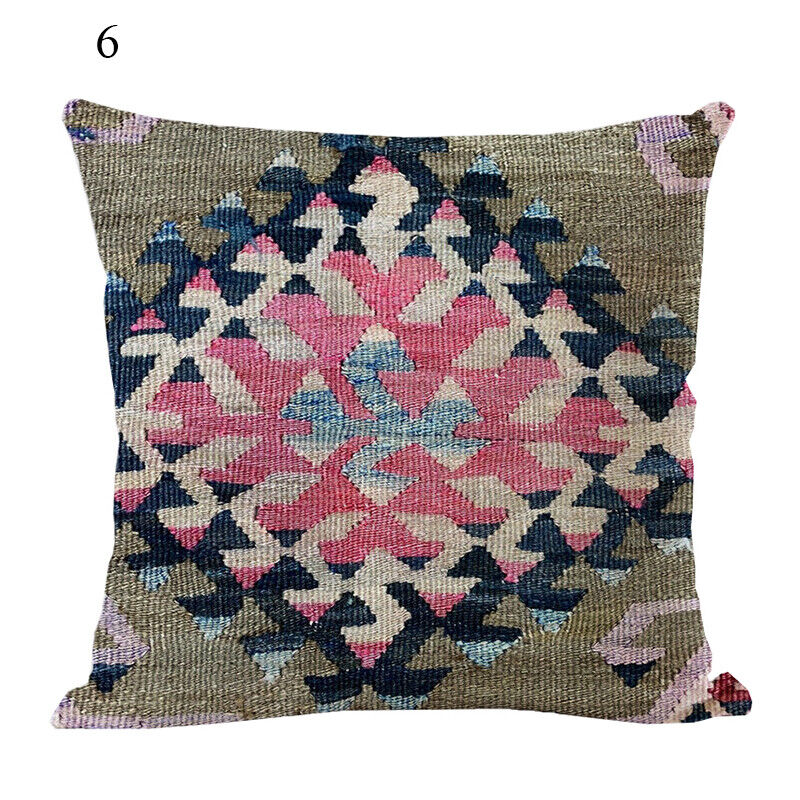 Boho Mandala Print Throw Pillow Case for Sofa - Flax, 45x45 cm, Multi-coloured, view 16
