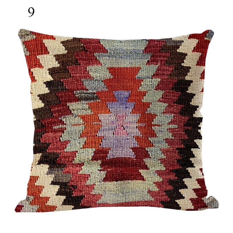 Boho Mandala Print Throw Pillow Case for Sofa - Flax, 45x45 cm, Multi-coloured, view 19