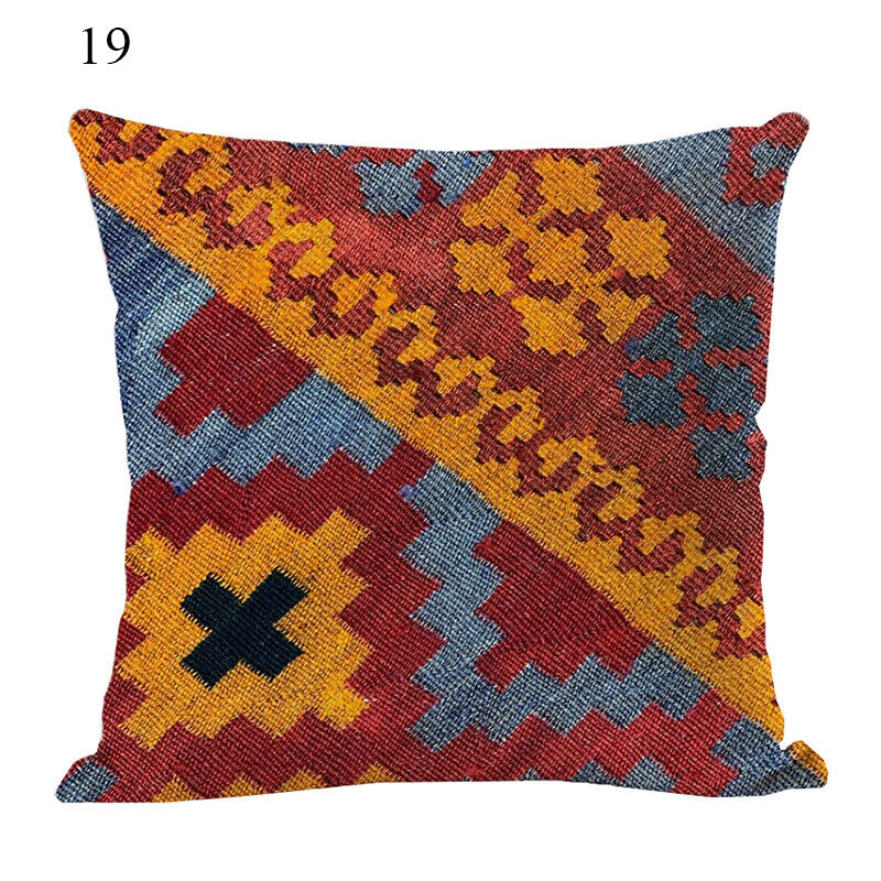 Boho Mandala Print Throw Pillow Case for Sofa - Flax, 45x45 cm, Multi-coloured, view 29