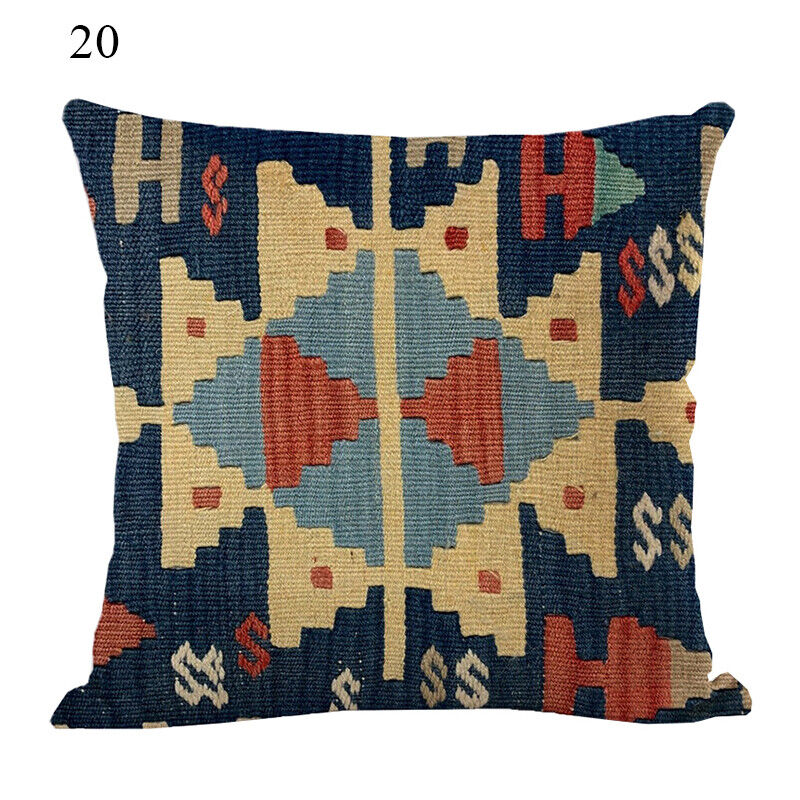 Boho Mandala Print Throw Pillow Case for Sofa - Flax, 45x45 cm, Multi-coloured, view 30