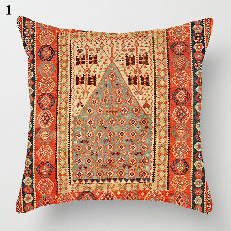 Boho Mandala Print Throw Pillow Case for Sofa - Flax, 45x45 cm, Multi-coloured, view 31
