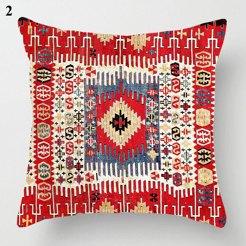Boho Mandala Print Throw Pillow Case for Sofa - Flax, 45x45 cm, Multi-coloured, view 32