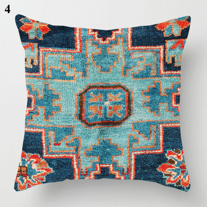 Boho Mandala Print Throw Pillow Case for Sofa - Flax, 45x45 cm, Multi-coloured, view 34