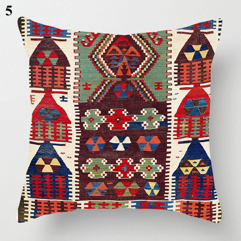 Boho Mandala Print Throw Pillow Case for Sofa - Flax, 45x45 cm, Multi-coloured, view 35