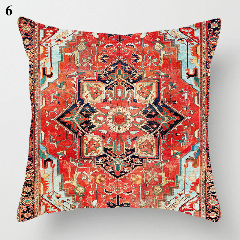 Boho Mandala Print Throw Pillow Case for Sofa - Flax, 45x45 cm, Multi-coloured, view 36