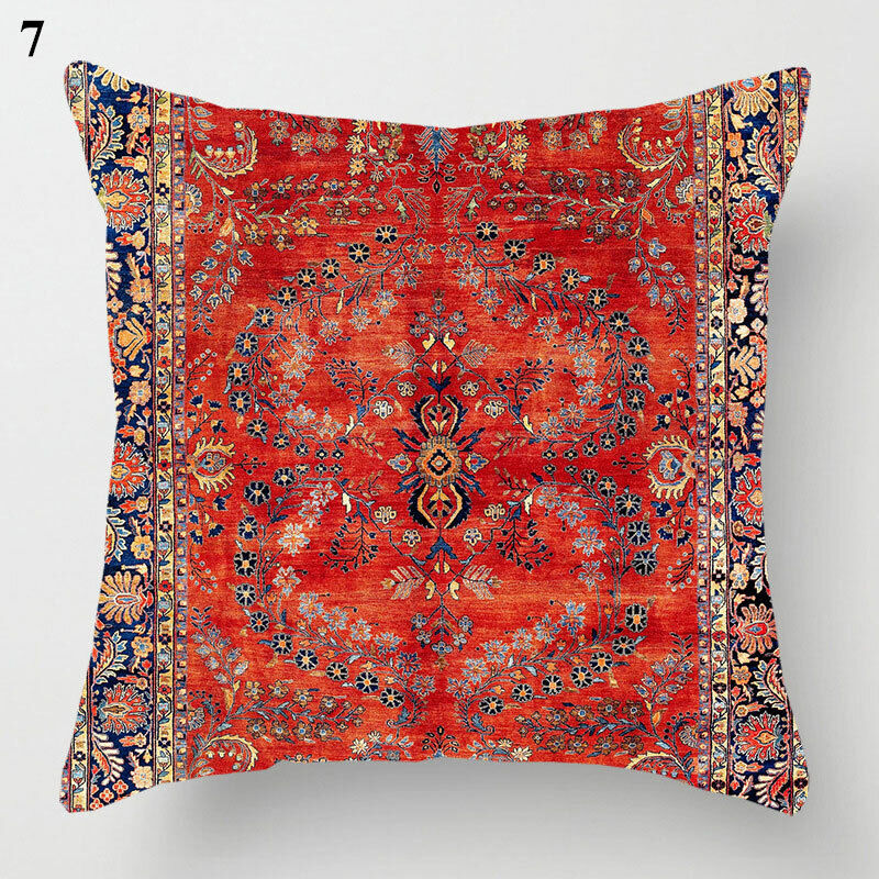 Boho Mandala Print Throw Pillow Case for Sofa - Flax, 45x45 cm, Multi-coloured, view 37