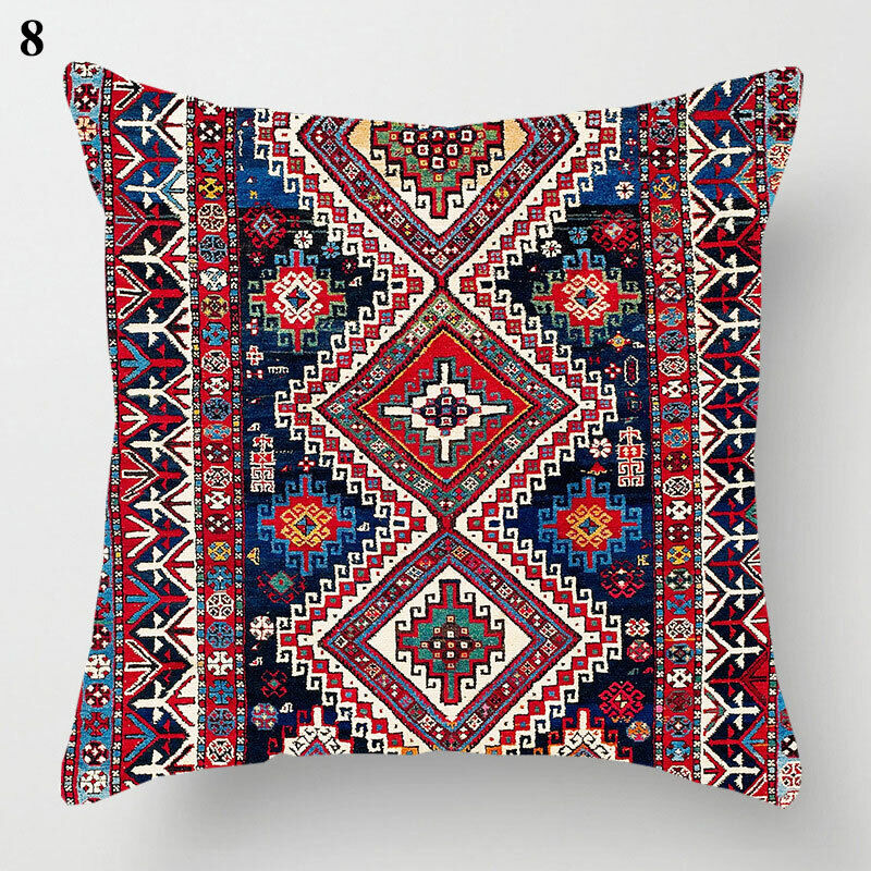 Boho Mandala Print Throw Pillow Case for Sofa - Flax, 45x45 cm, Multi-coloured, view 38