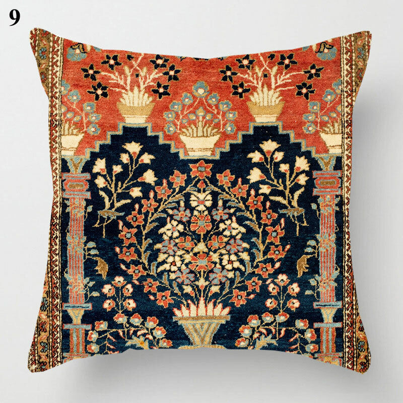 Boho Mandala Print Throw Pillow Case for Sofa - Flax, 45x45 cm, Multi-coloured, view 39