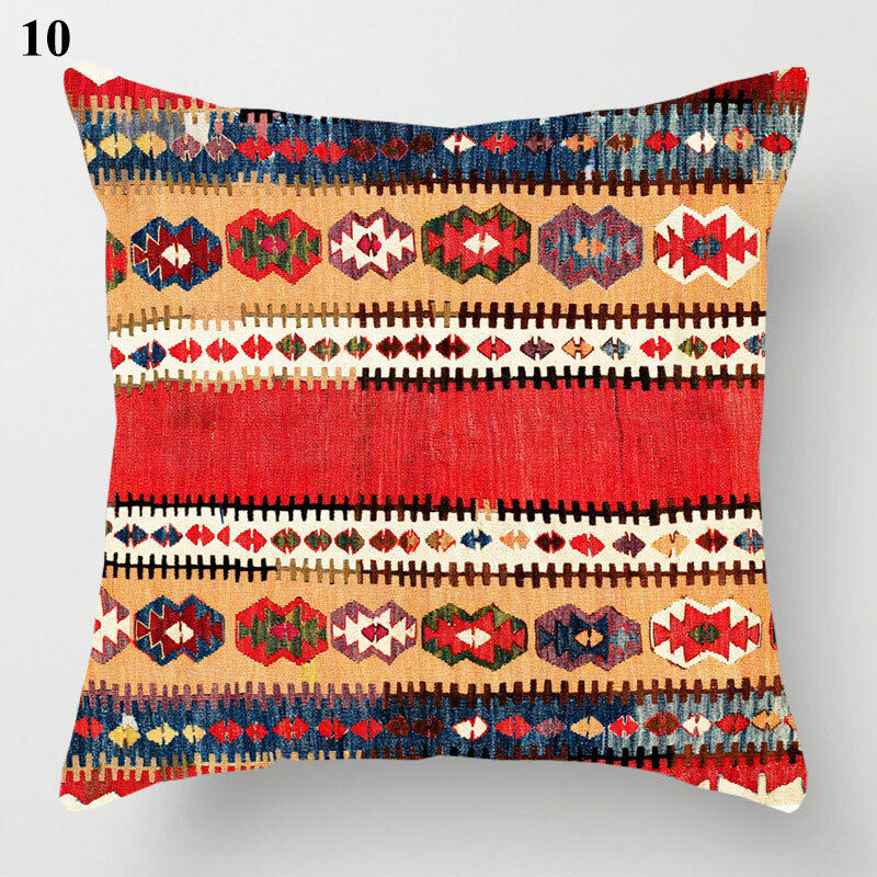 Boho Mandala Print Throw Pillow Case for Sofa - Flax, 45x45 cm, Multi-coloured, view 40