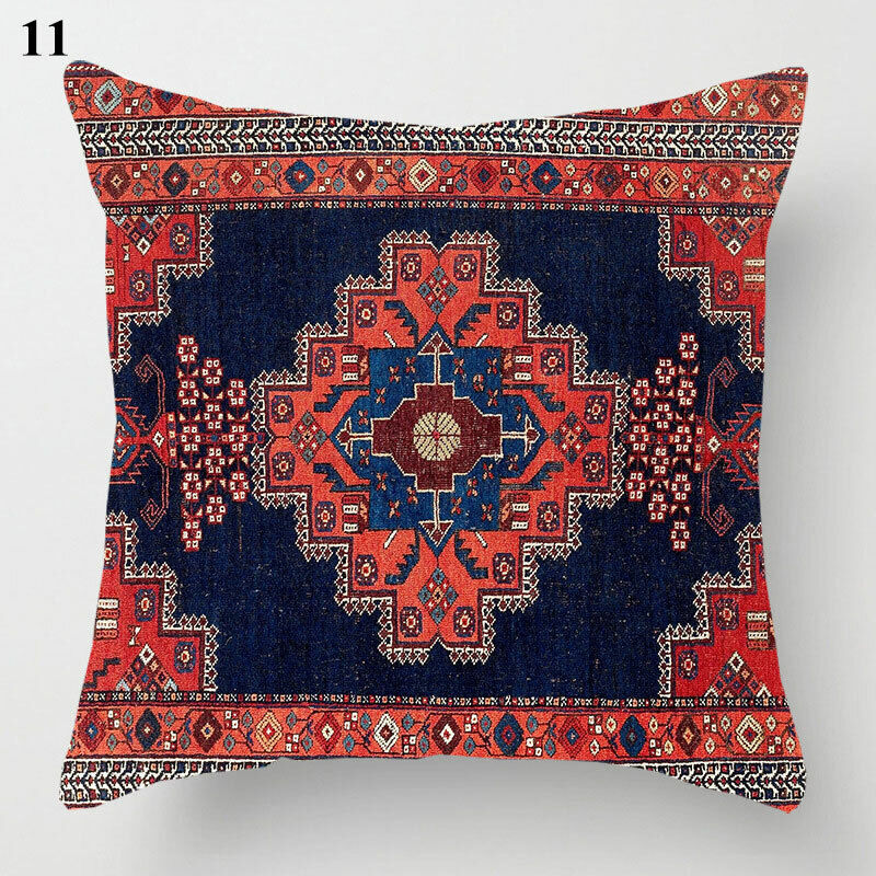 Boho Mandala Print Throw Pillow Case for Sofa - Flax, 45x45 cm, Multi-coloured, view 41