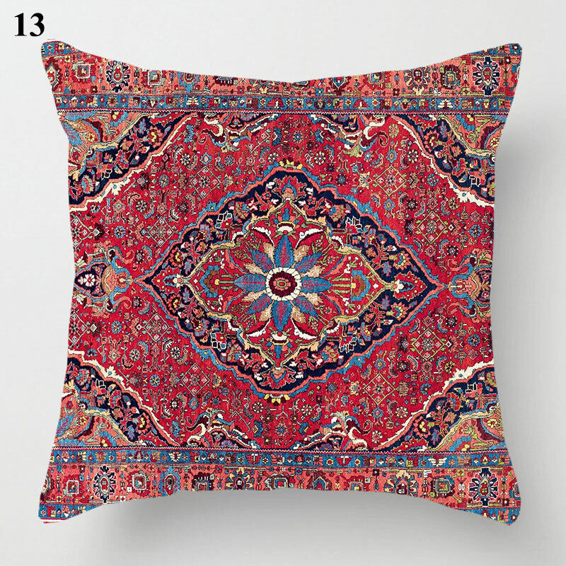 Boho Mandala Print Throw Pillow Case for Sofa - Flax, 45x45 cm, Multi-coloured, view 43