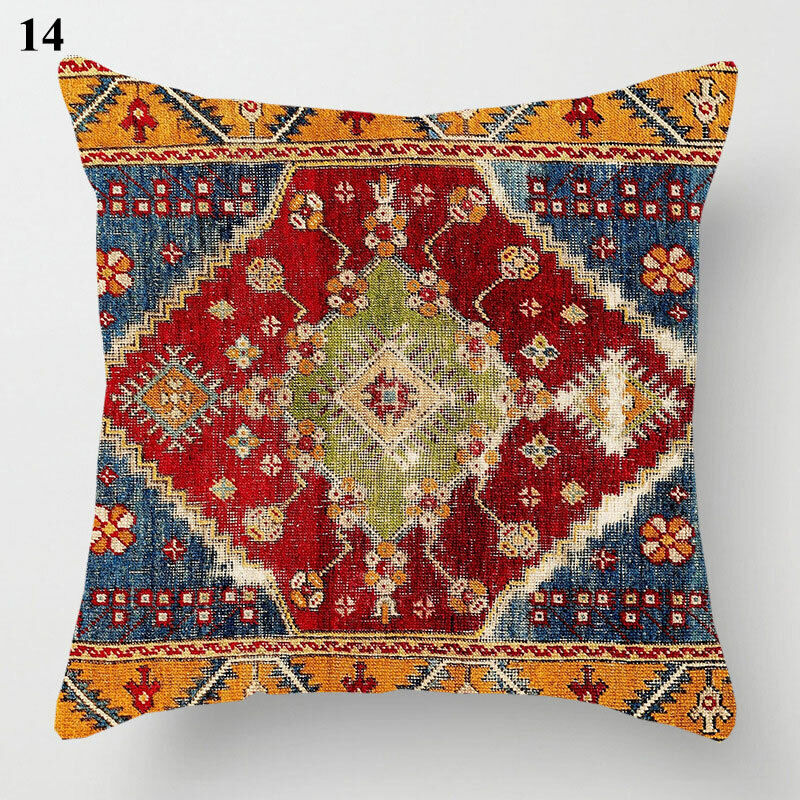 Boho Mandala Print Throw Pillow Case for Sofa - Flax, 45x45 cm, Multi-coloured, view 44