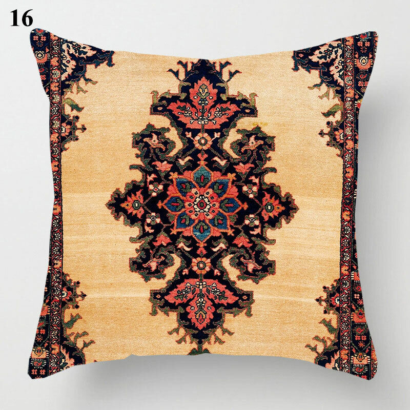 Boho Mandala Print Throw Pillow Case for Sofa - Flax, 45x45 cm, Multi-coloured, view 46