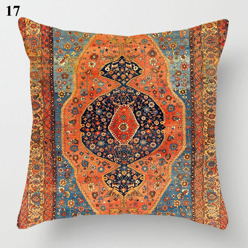 Boho Mandala Print Throw Pillow Case for Sofa - Flax, 45x45 cm, Multi-coloured, view 47