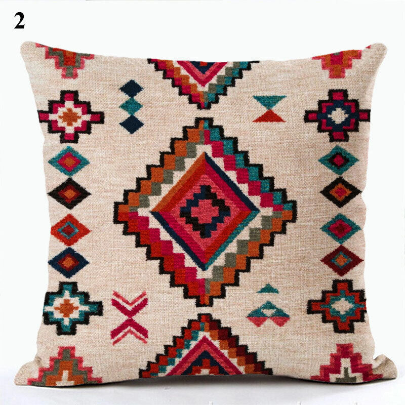 Boho Mandala Print Throw Pillow Case for Sofa - Flax, 45x45 cm, Multi-coloured, view 49