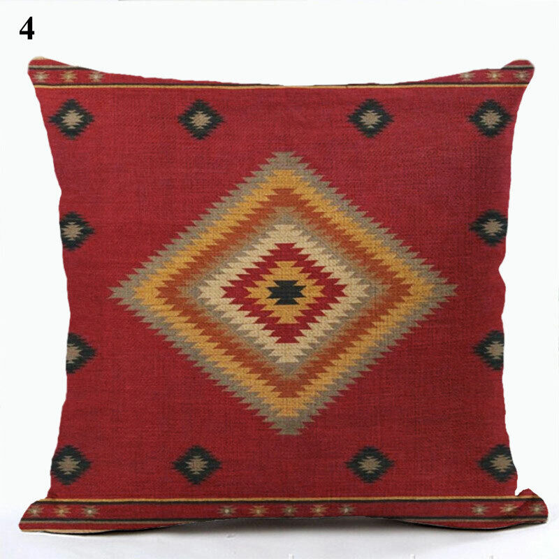 Boho Mandala Print Throw Pillow Case for Sofa - Flax, 45x45 cm, Multi-coloured, view 51