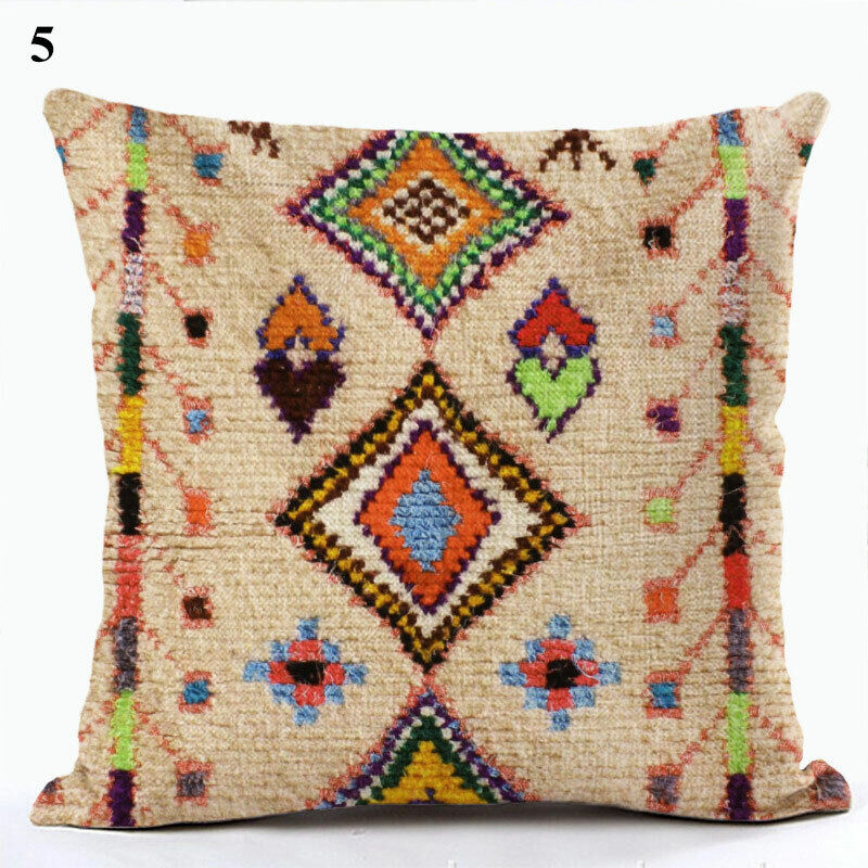 Boho Mandala Print Throw Pillow Case for Sofa - Flax, 45x45 cm, Multi-coloured, view 52