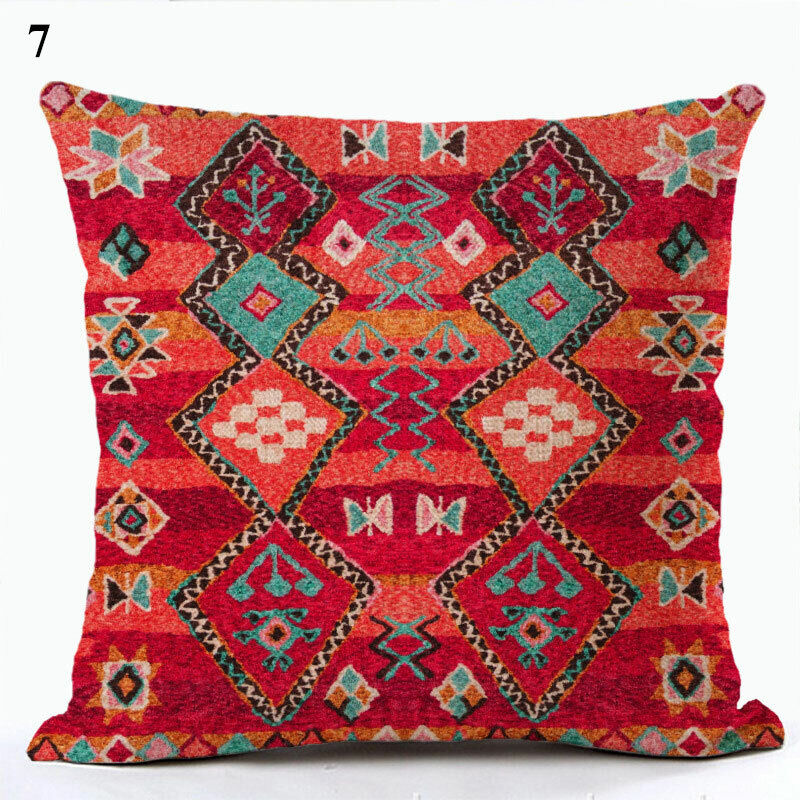 Boho Mandala Print Throw Pillow Case for Sofa - Flax, 45x45 cm, Multi-coloured, view 54