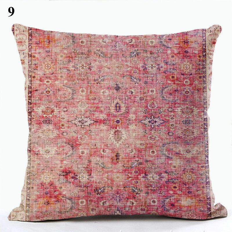 Boho Mandala Print Throw Pillow Case for Sofa - Flax, 45x45 cm, Multi-coloured, view 56