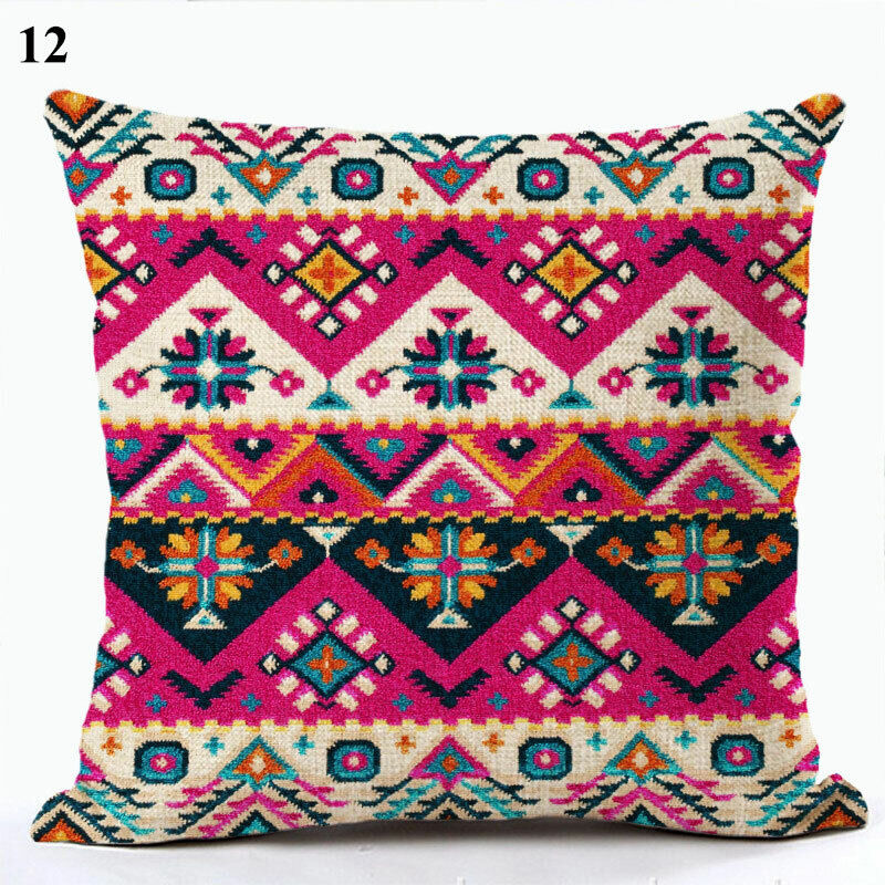 Boho Mandala Print Throw Pillow Case for Sofa - Flax, 45x45 cm, Multi-coloured, view 59