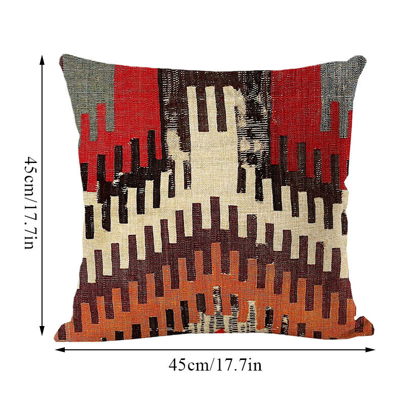 Boho Mandala Print Throw Pillow Case for Sofa - Flax, 45x45 cm, Multi-coloured, view 6