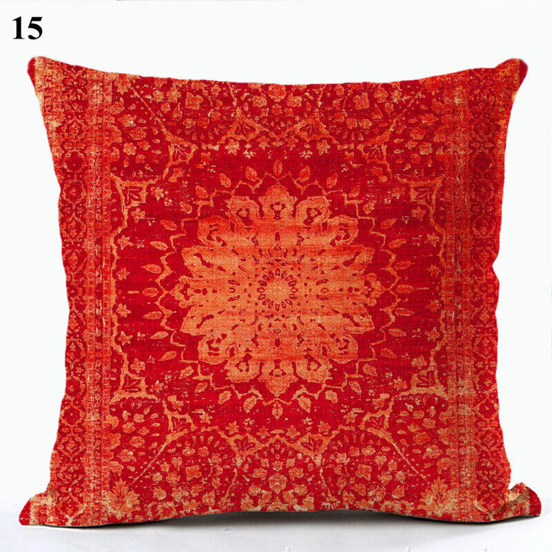Boho Mandala Print Throw Pillow Case for Sofa - Flax, 45x45 cm, Multi-coloured, view 62