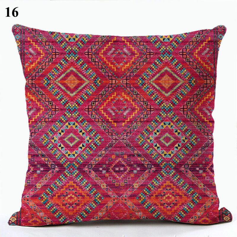 Boho Mandala Print Throw Pillow Case for Sofa - Flax, 45x45 cm, Multi-coloured, view 63