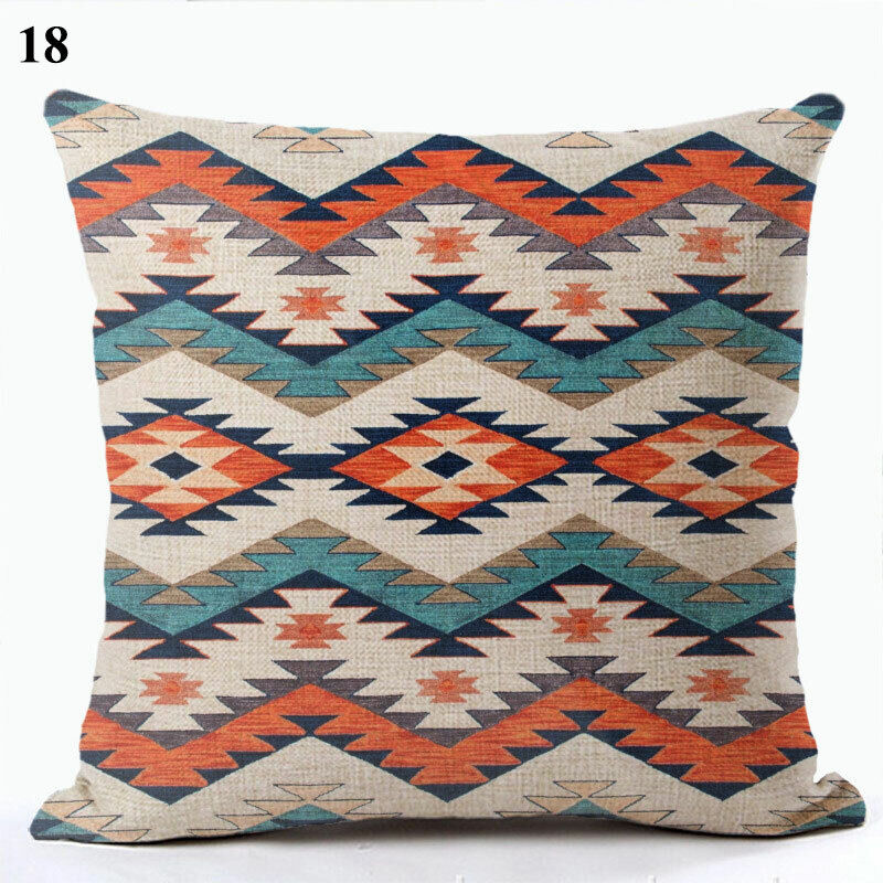 Boho Mandala Print Throw Pillow Case for Sofa - Flax, 45x45 cm, Multi-coloured, view 65