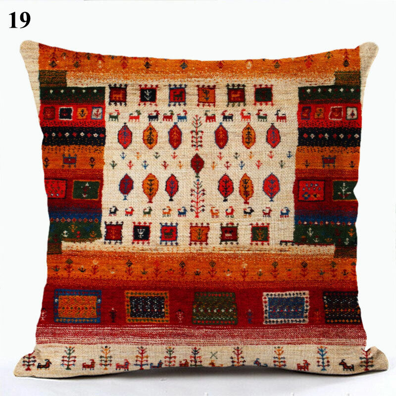 Boho Mandala Print Throw Pillow Case for Sofa - Flax, 45x45 cm, Multi-coloured, view 66
