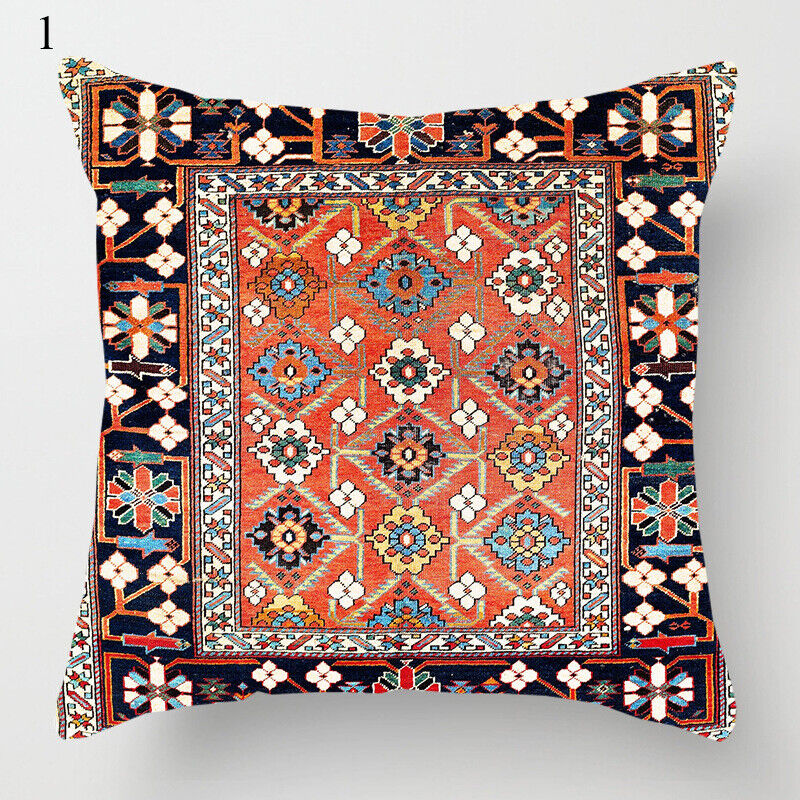 Boho Mandala Print Throw Pillow Case for Sofa - Flax, 45x45 cm, Multi-coloured, view 67