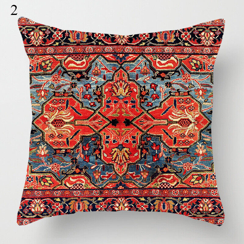 Boho Mandala Print Throw Pillow Case for Sofa - Flax, 45x45 cm, Multi-coloured, view 68