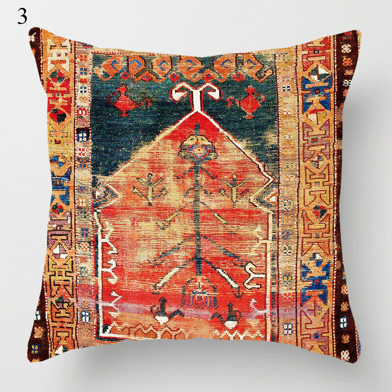 Boho Mandala Print Throw Pillow Case for Sofa - Flax, 45x45 cm, Multi-coloured, view 69